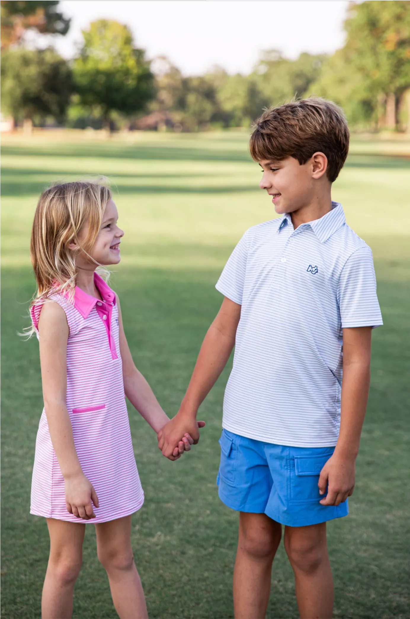 Boys Performance Polo - Sky Blue and White Stripe