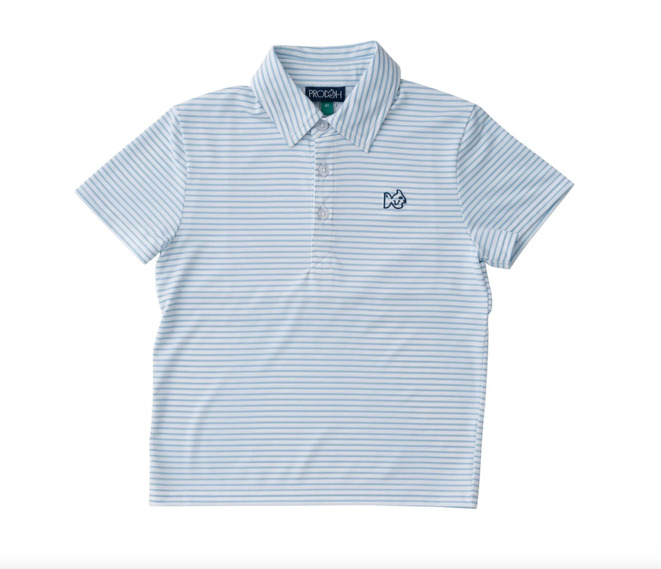 Boys Performance Polo - Sky Blue and White Stripe