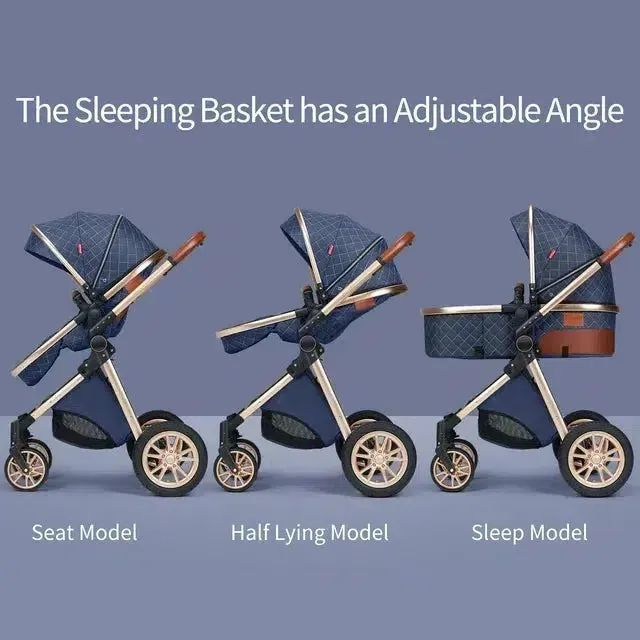 Brilliant Dark Blue Premium 3-in-1 Baby Stroller (Car Seat & Base Included)