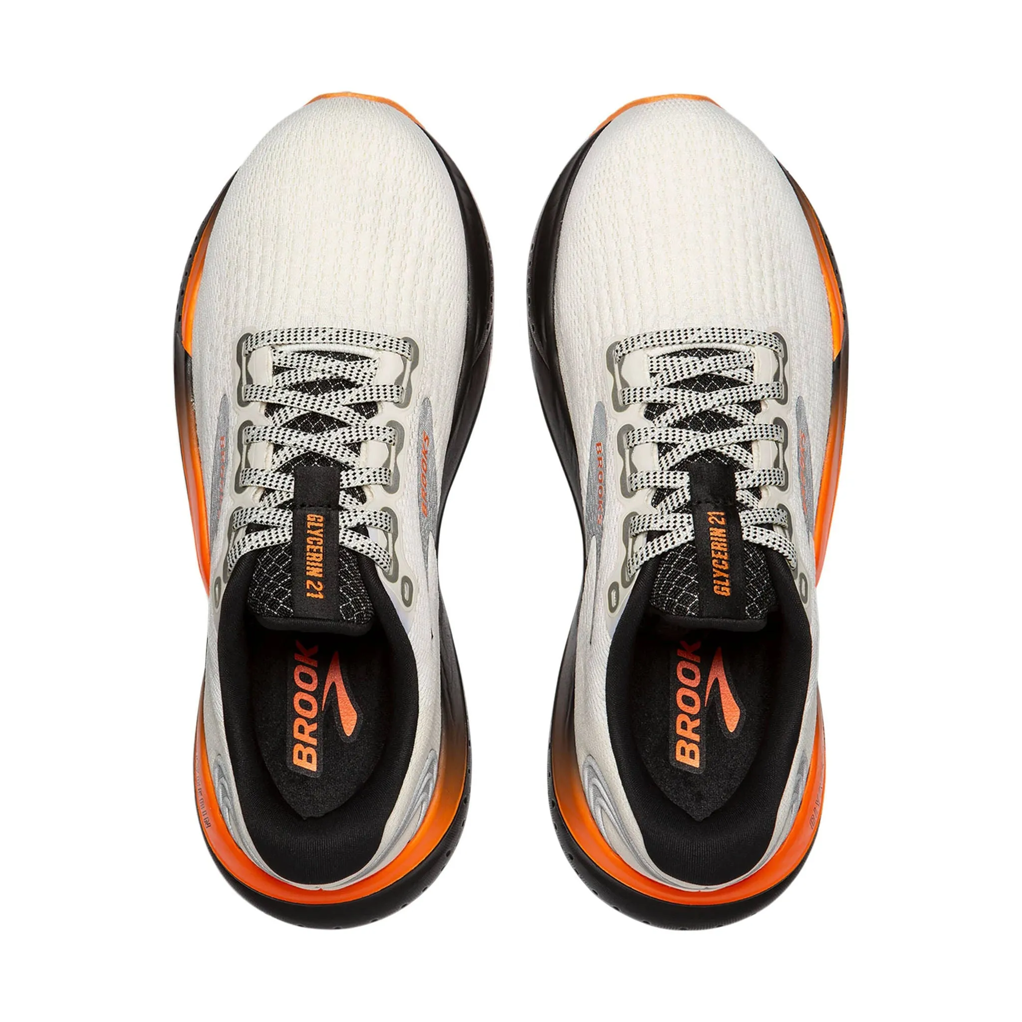Brooks Men's Glycerin 21 Road Running Shoes - Ecru/Orange/Black