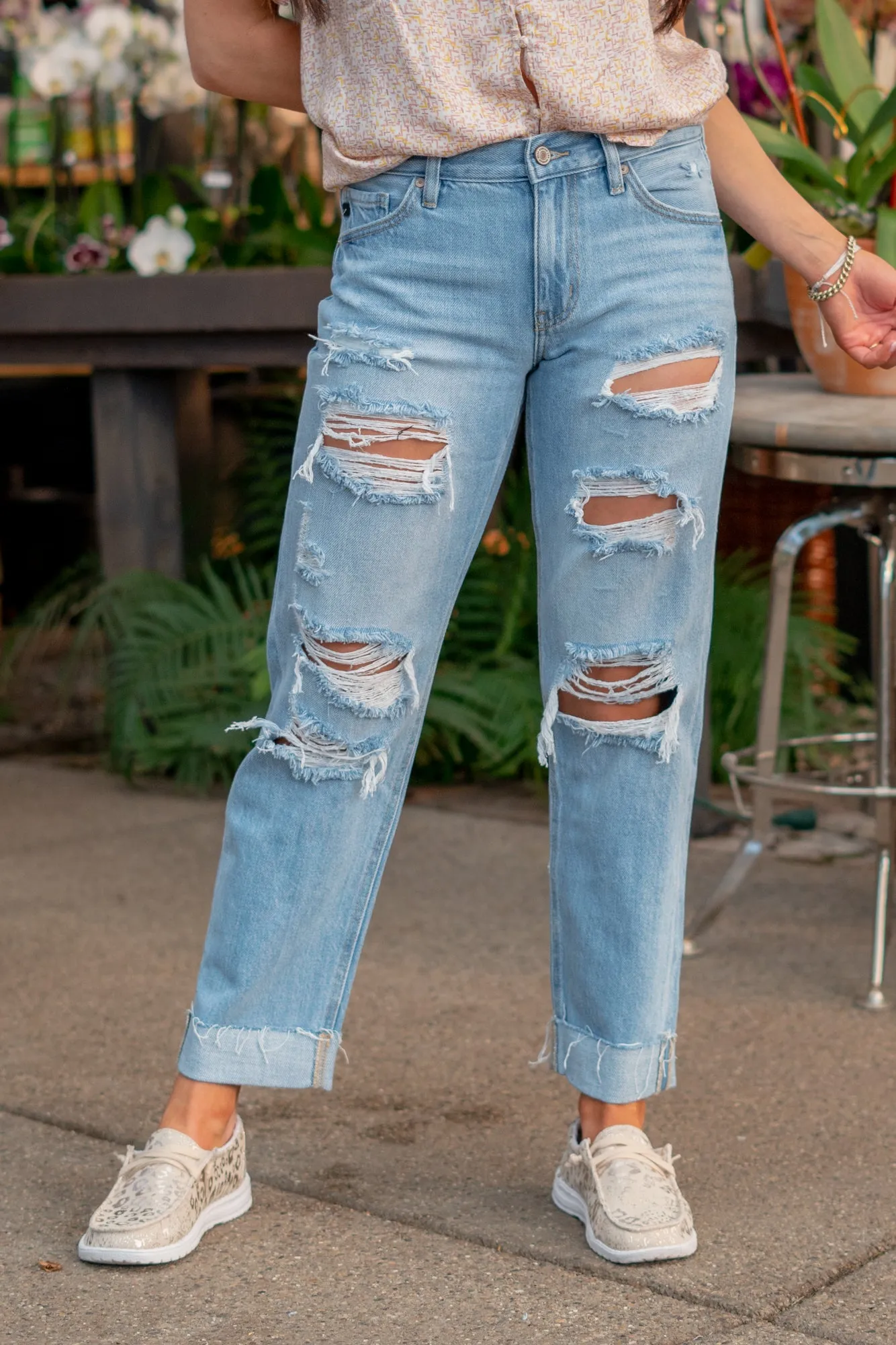 Candace Mid Rise Ripped Boyfriend
