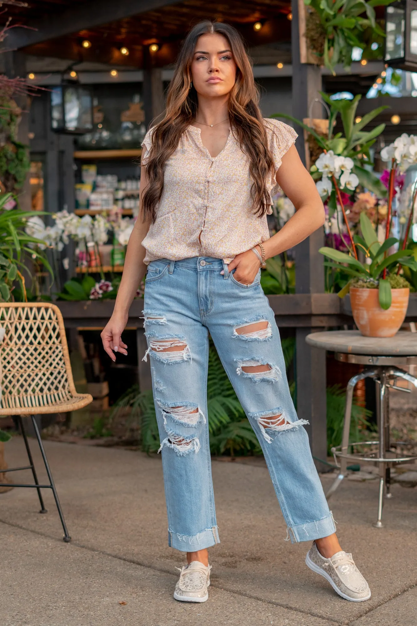 Candace Mid Rise Ripped Boyfriend