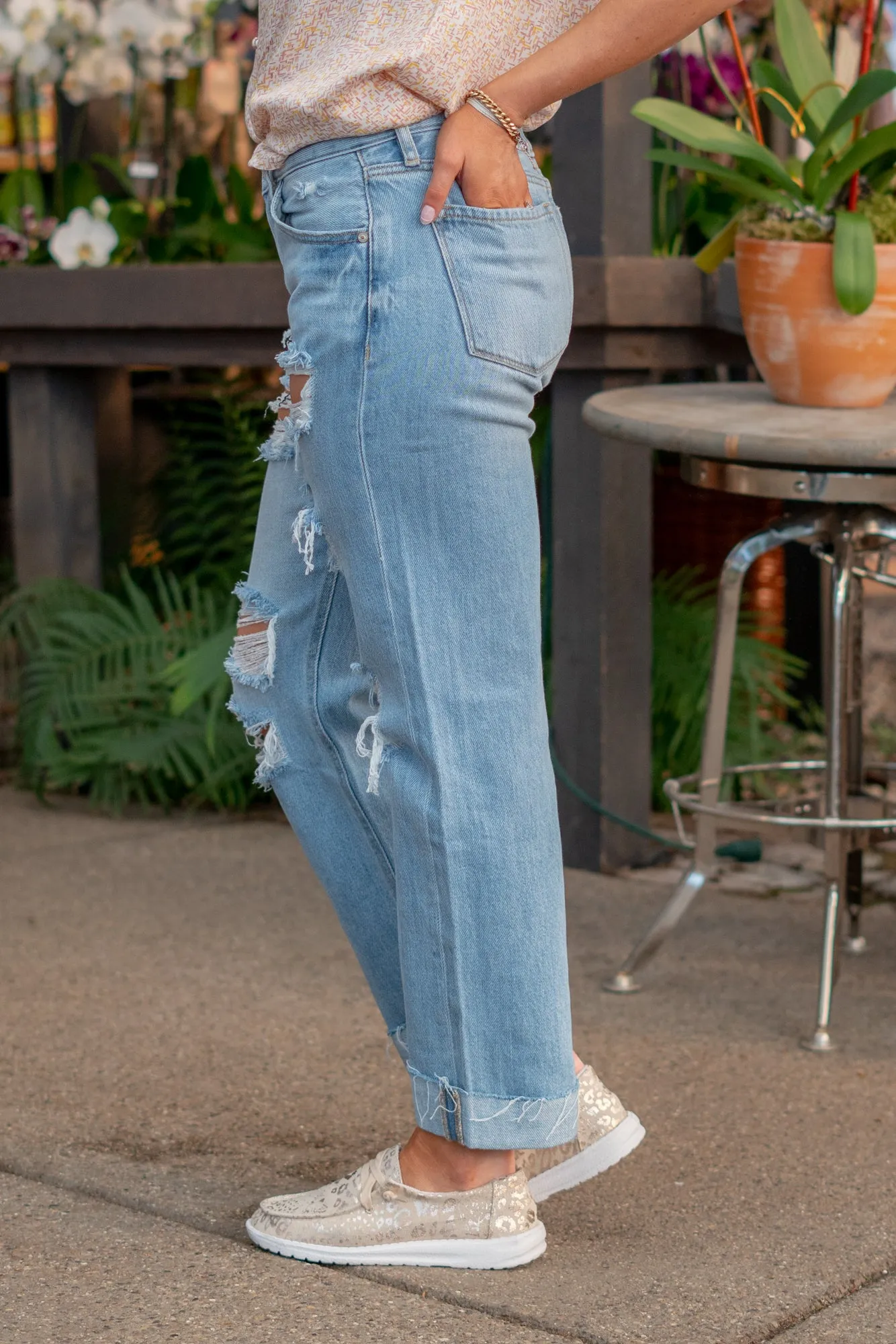 Candace Mid Rise Ripped Boyfriend