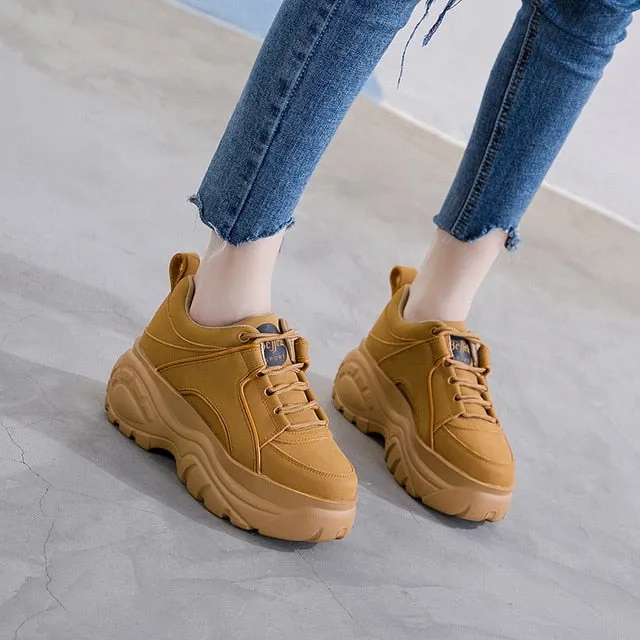 Casaul Shoes Woman High Platform Sneakers Breathable