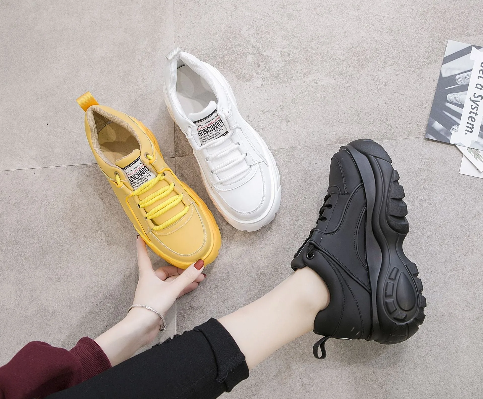 Casaul Shoes Woman High Platform Sneakers Breathable