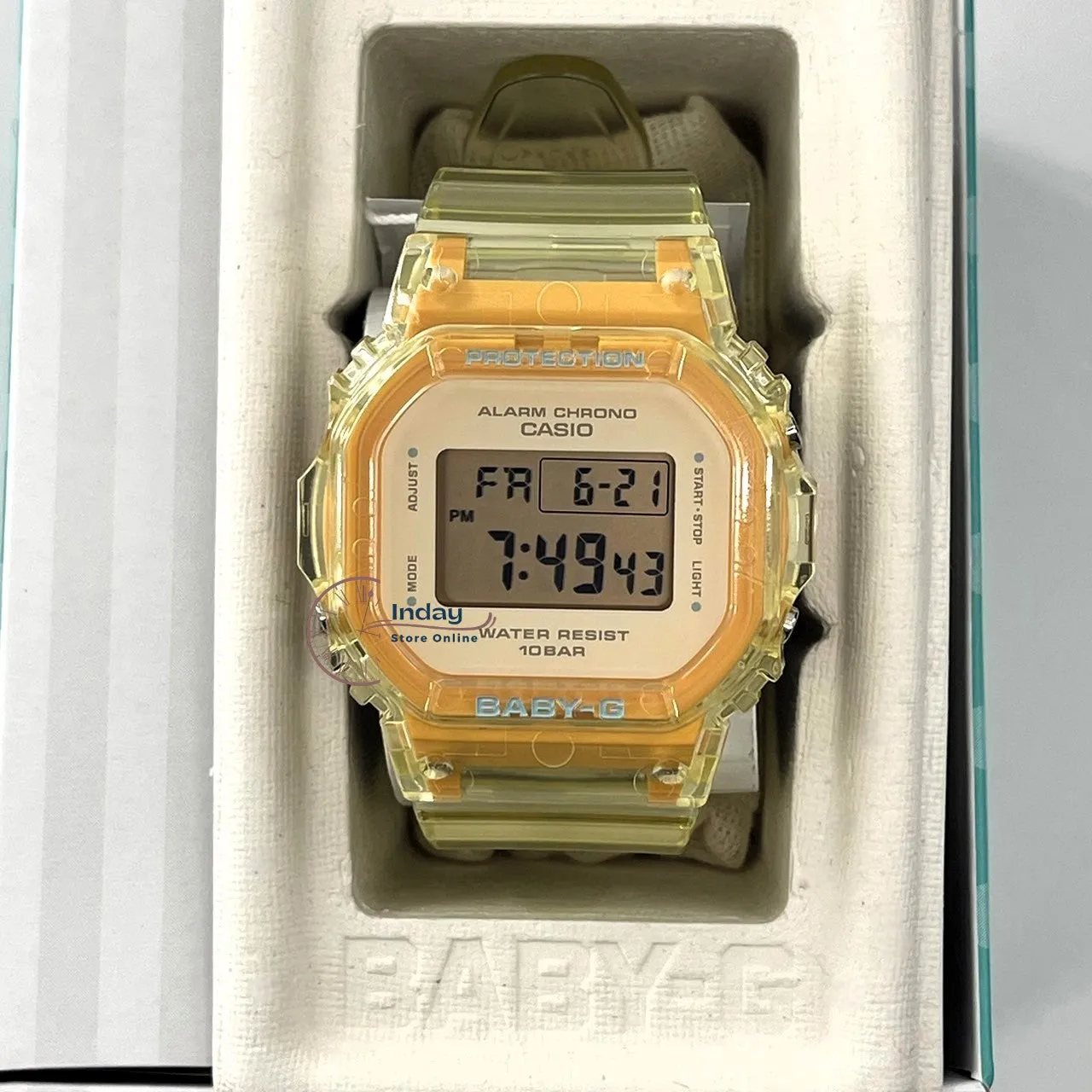 Casio Baby-G Women's Watch BGD-565SJ-9 Resin Band Shock Resistant Transparent Color Strap