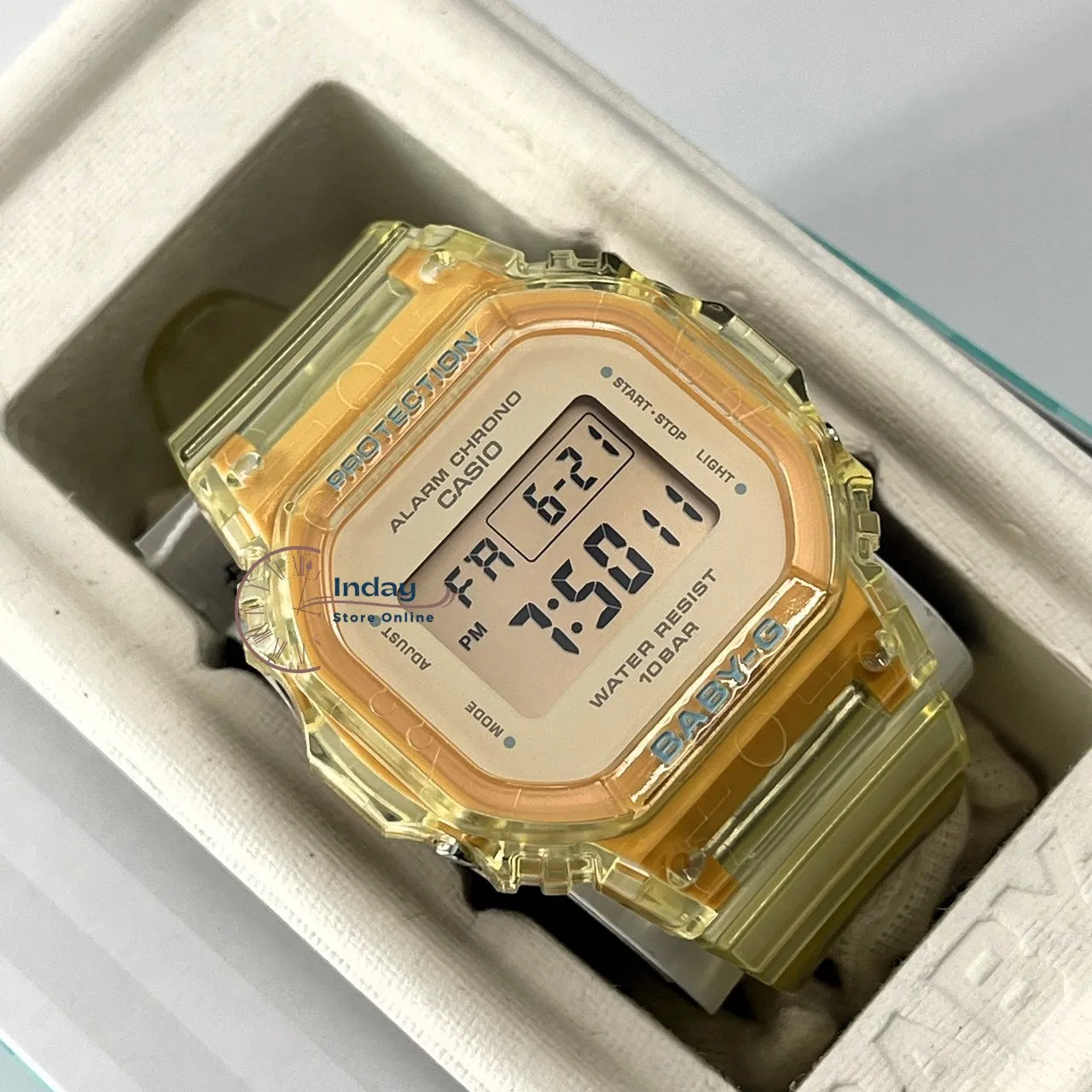 Casio Baby-G Women's Watch BGD-565SJ-9 Resin Band Shock Resistant Transparent Color Strap