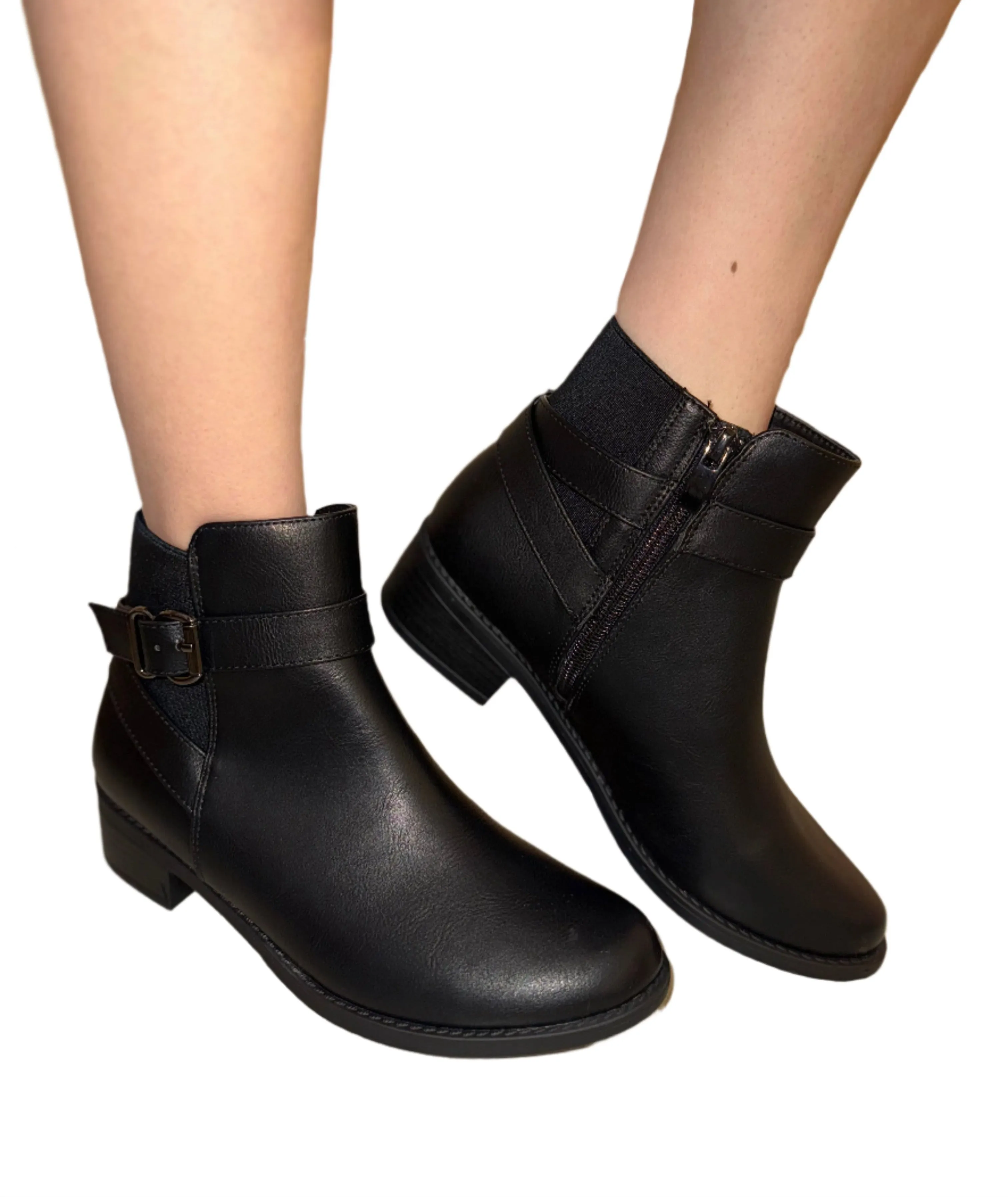 CASUAL ANKLE BOOT WITH ELASTIC DETAIL ALANA-1