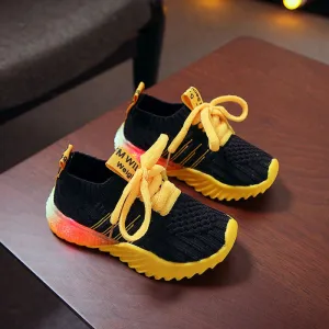 Child Sport Shoes Luminous Fashion Breathable Net Shoes Anti-Slippery Sneakers