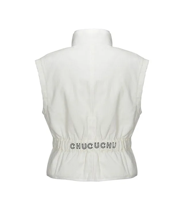 CHUCUCHU Corduroy Point Short Vest - White