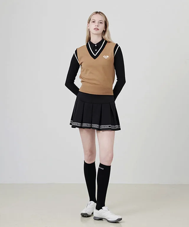 CHUCUCHU Heart Knit Vest - Beige