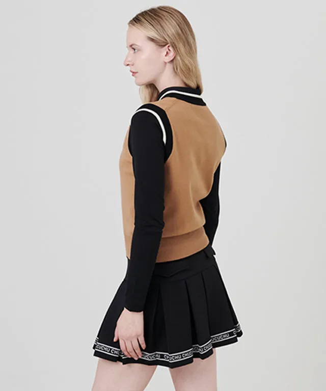 CHUCUCHU Heart Knit Vest - Beige