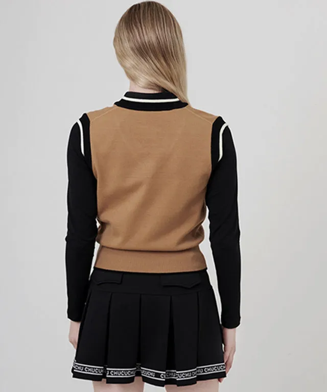 CHUCUCHU Heart Knit Vest - Beige