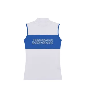 CHUCUCHU Logo Half Neck Sleeveless - White
