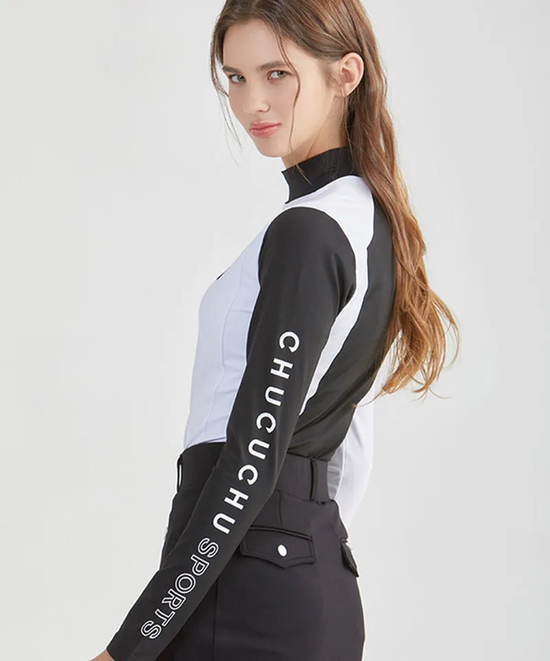 CHUCUCHU Side Point Half Neck T-Shirt - White