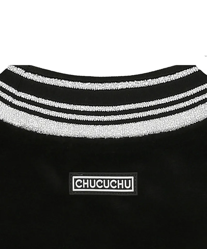CHUCUCHU Velour Puff Crewneck - Black