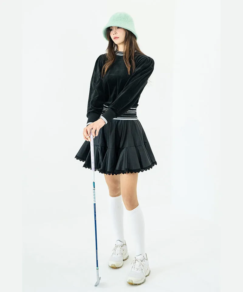CHUCUCHU Velour Puff Crewneck - Black