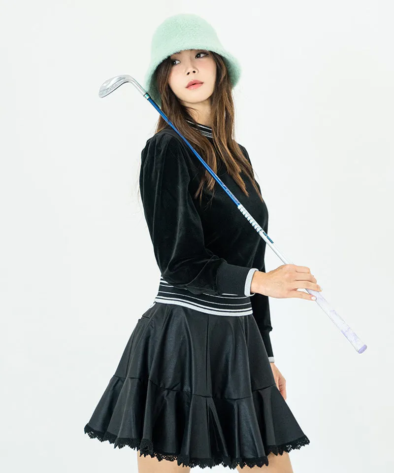 CHUCUCHU Velour Puff Crewneck - Black