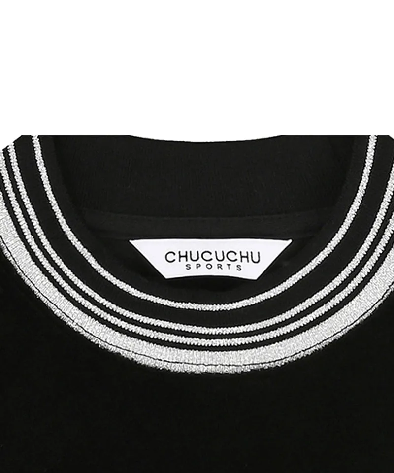 CHUCUCHU Velour Puff Crewneck - Black
