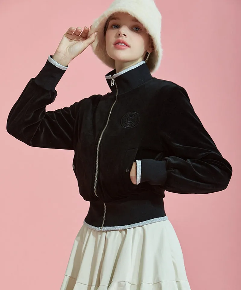 CHUCUCHU Velour Windproof Zip-Up - Black