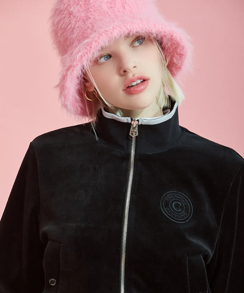 CHUCUCHU Velour Windproof Zip-Up - Black