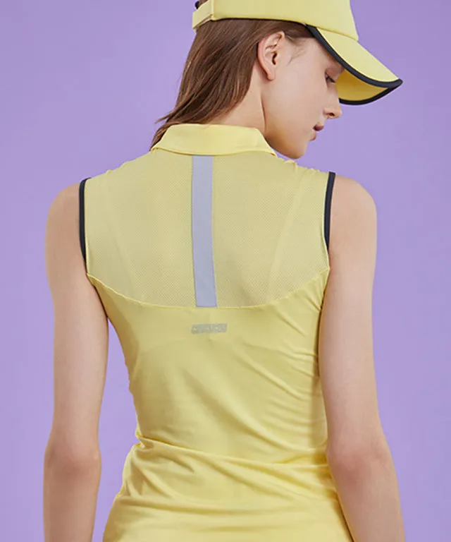 CHUCUCHU Women's Back Mesh Point Top - Lemon Yellow