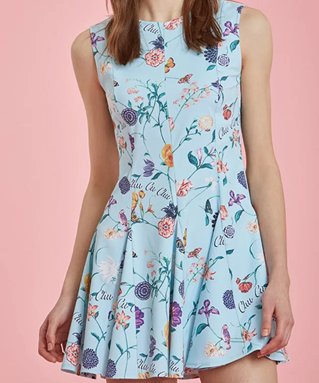 CHUCUCHU Women's Flower Dress - Blue