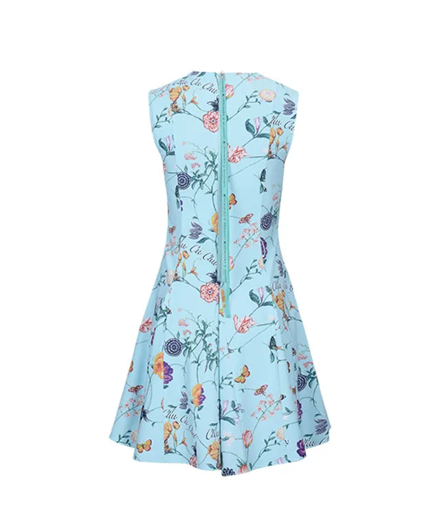 CHUCUCHU Women's Flower Dress - Blue