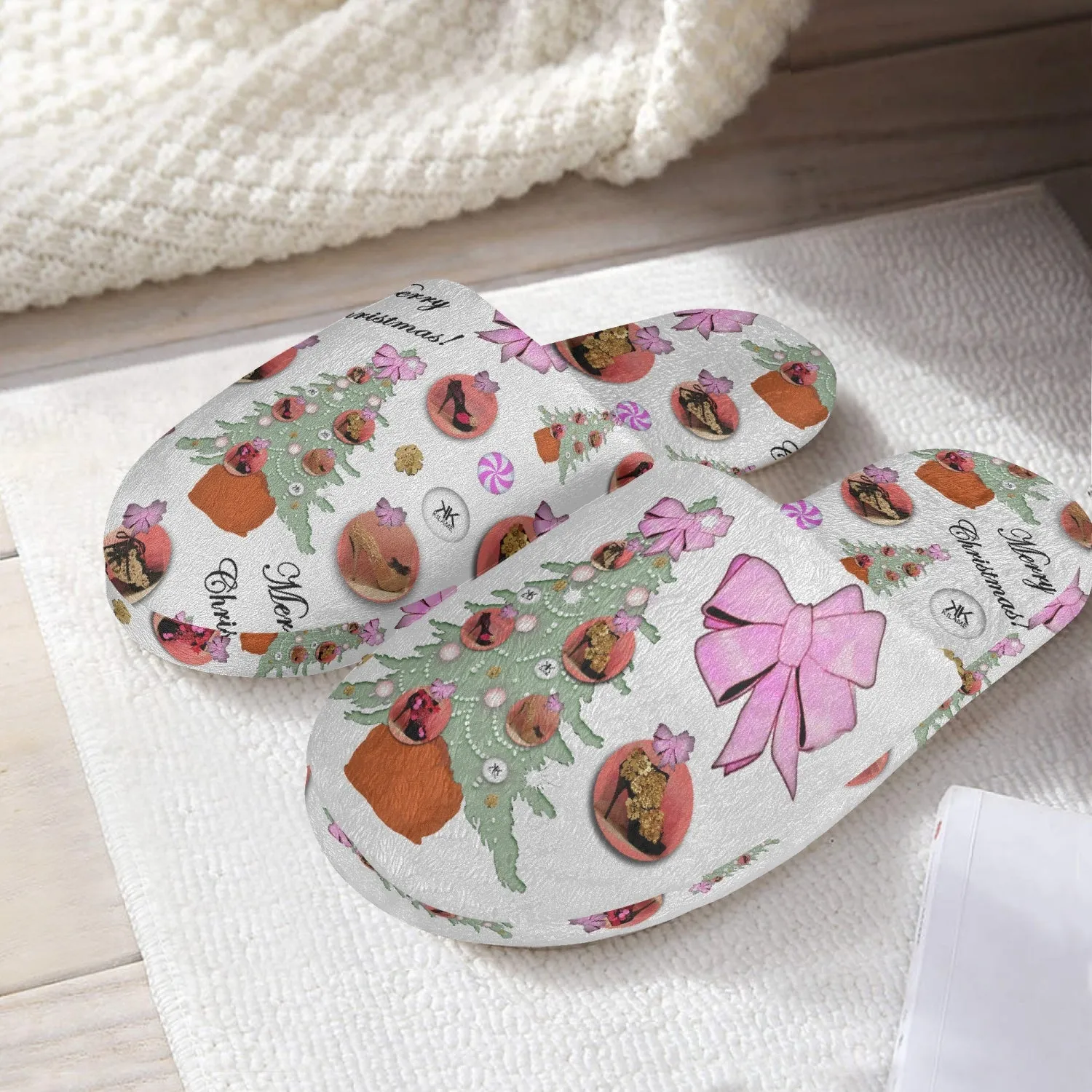 Classic Cotton Slippers 'Pink Christmas'