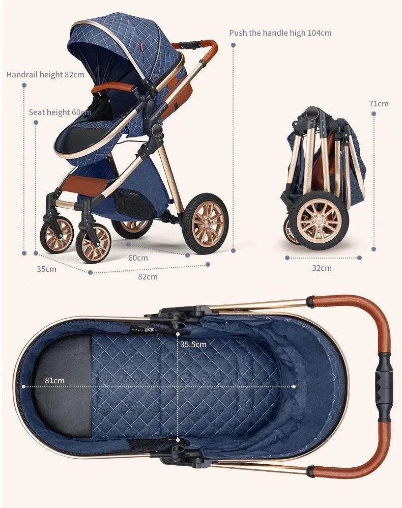 Creamy White Premium 3-in-1 Baby Stroller (Car Seat & Base Included)