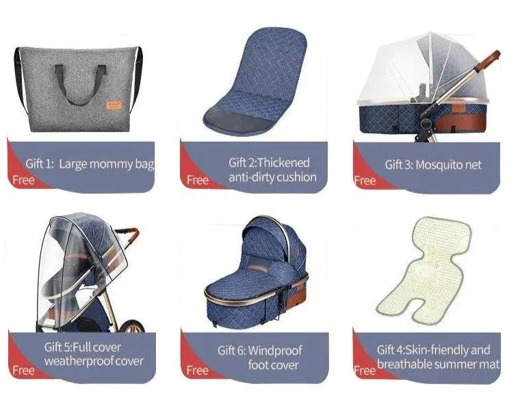 Creamy White Premium 3-in-1 Baby Stroller (Car Seat & Base Included)