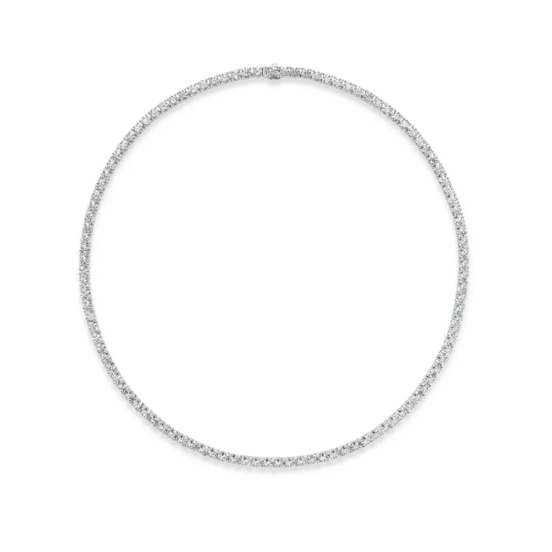 David Weisz 18k White Gold Diamond Tennis Necklace - 9.56ctw