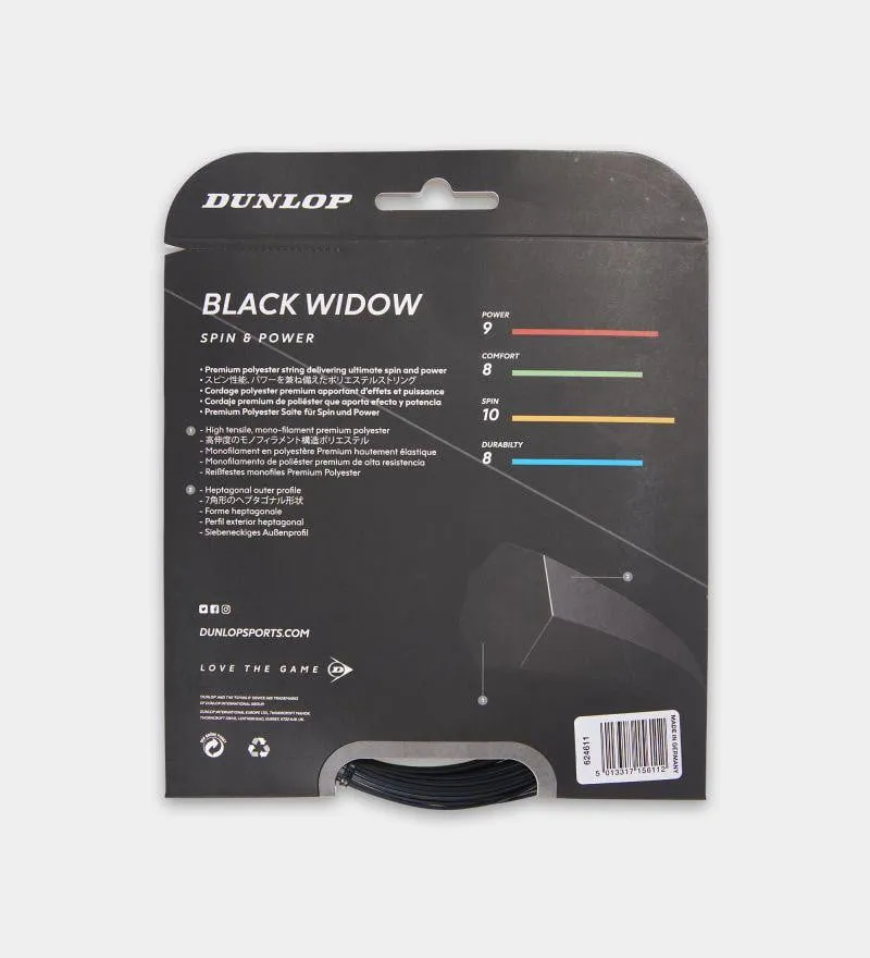 Dunlop Black Widow 16 G Polyester Tennis String (Black)