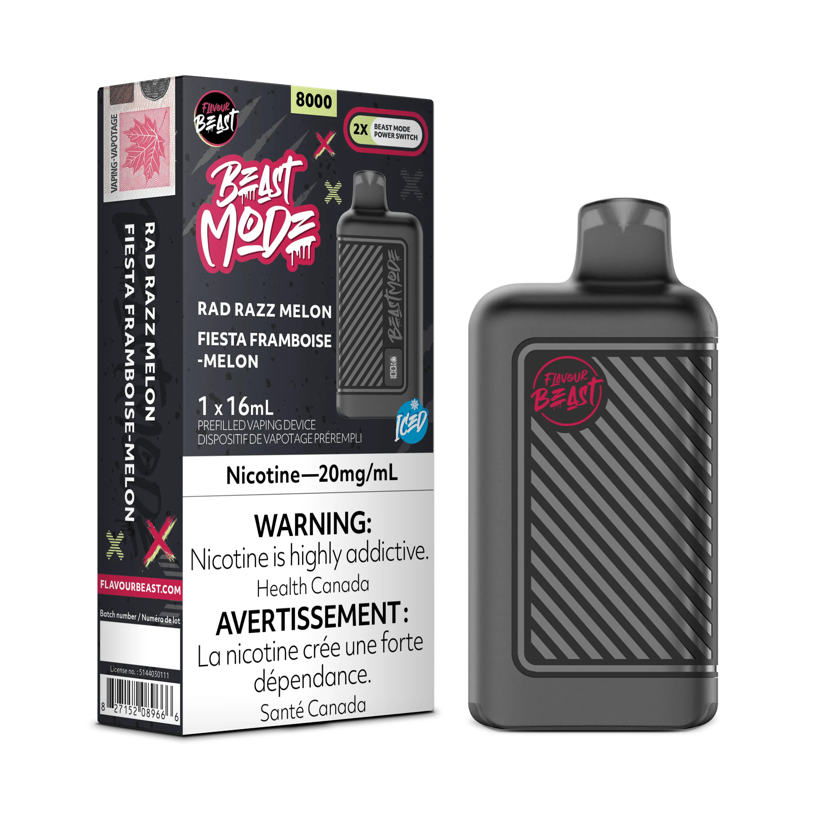 Flavour Beast Beast Mode 8K - Rad Razz Melon Iced Disposable Vape