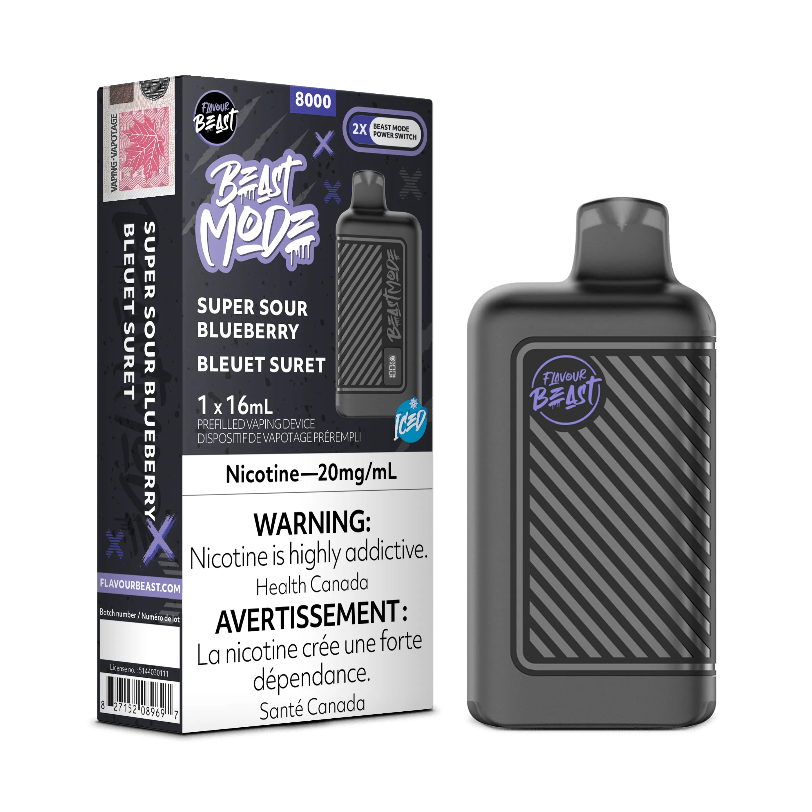 Flavour Beast Beast Mode 8K - Super Sour Blueberry Iced Disposable Vape