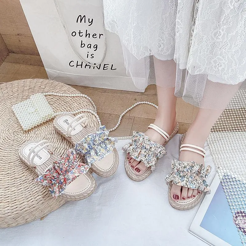 Flower Two-wear Sandals  Slippers  Women's Outer Wear Summer Fashion Comfortable  Breathable All-match Beach Shoes