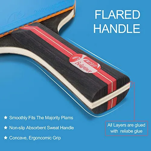 Fostoy Table Tennis Set, 4 Ping Pong Paddles with 8 Table Tennis Balls and Retractable Ping Pong Net, Ideal Indoor and Outdoor Ping Pong Sets, Perfect for Professional and Recreational Games (Blue)
