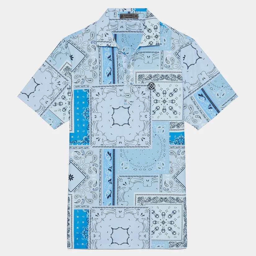 G/Fore Men's Bandana Tech Pique Slim Fit Polo: Sky
