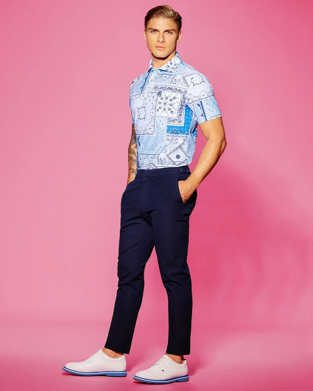 G/Fore Men's Bandana Tech Pique Slim Fit Polo: Sky