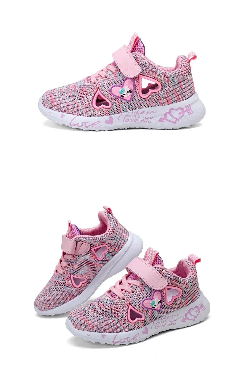 Girls Casual Shoes Light Mesh Sneakers Tennis Cute Sport