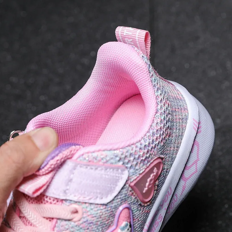 Girls Casual Shoes Light Mesh Sneakers Tennis Cute Sport