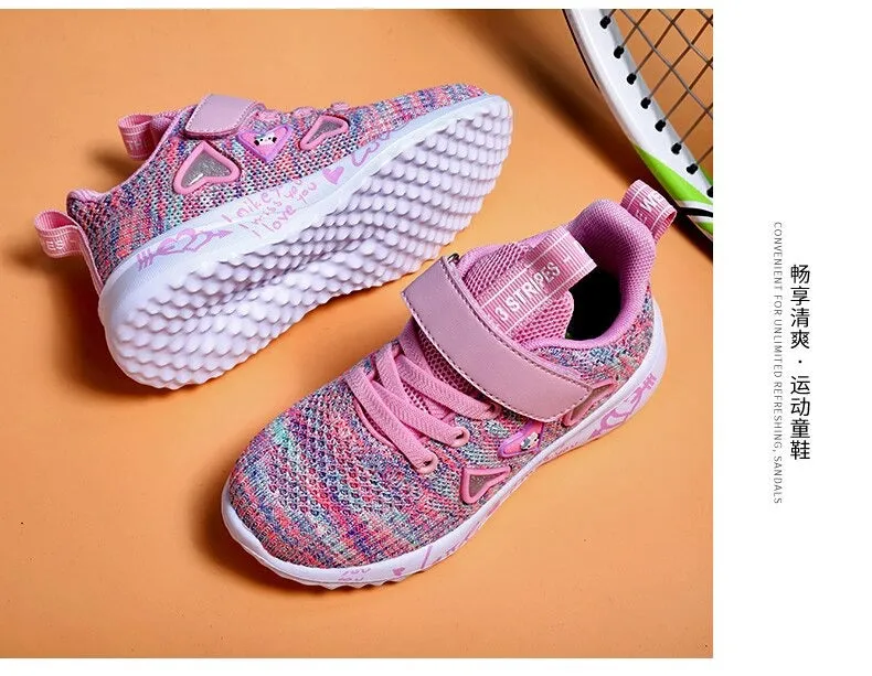 Girls Casual Shoes Light Mesh Sneakers Tennis Cute Sport