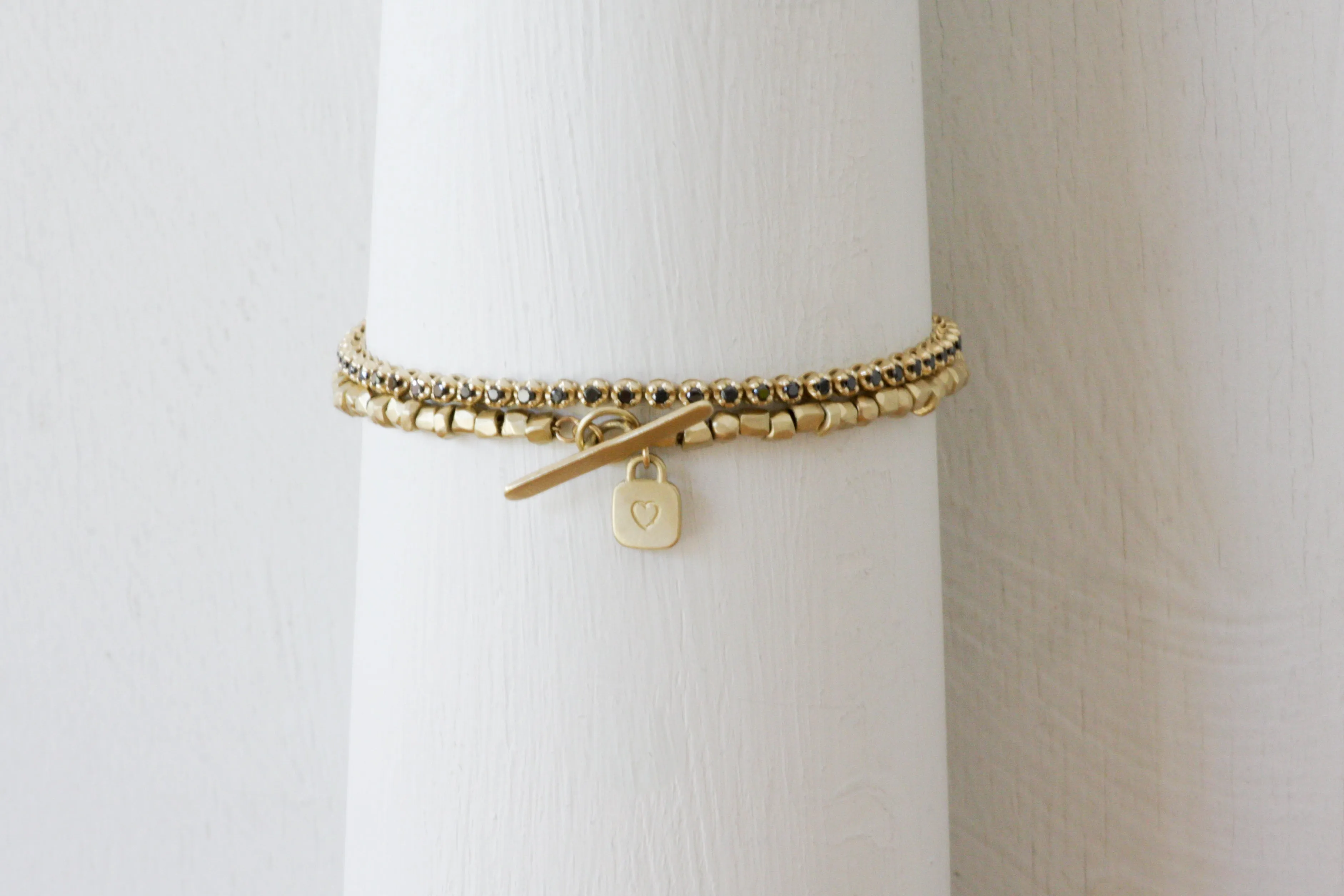 Gold Tennis Bracelet with Black Diamonds
