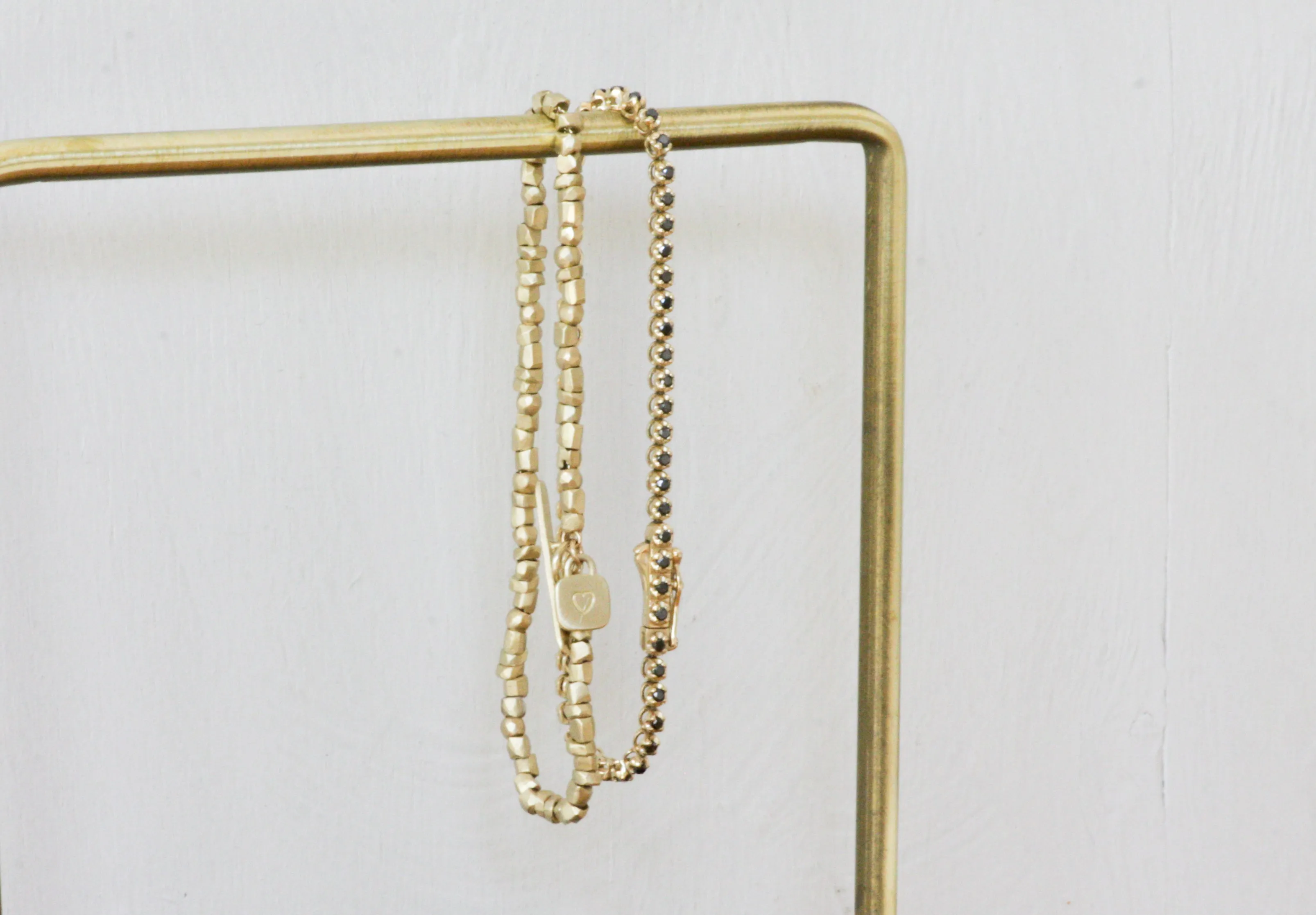 Gold Tennis Bracelet with Black Diamonds