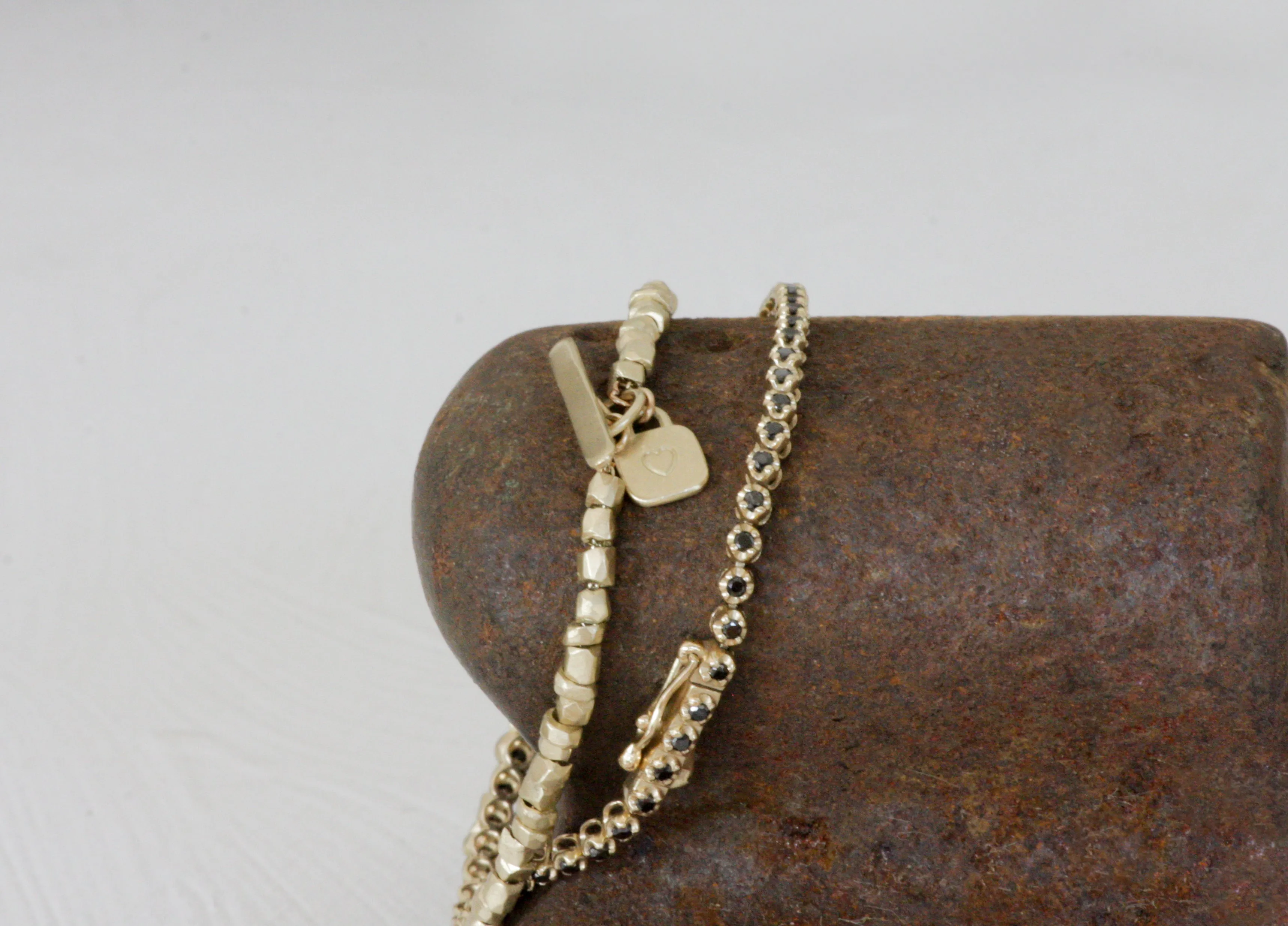 Gold Tennis Bracelet with Black Diamonds