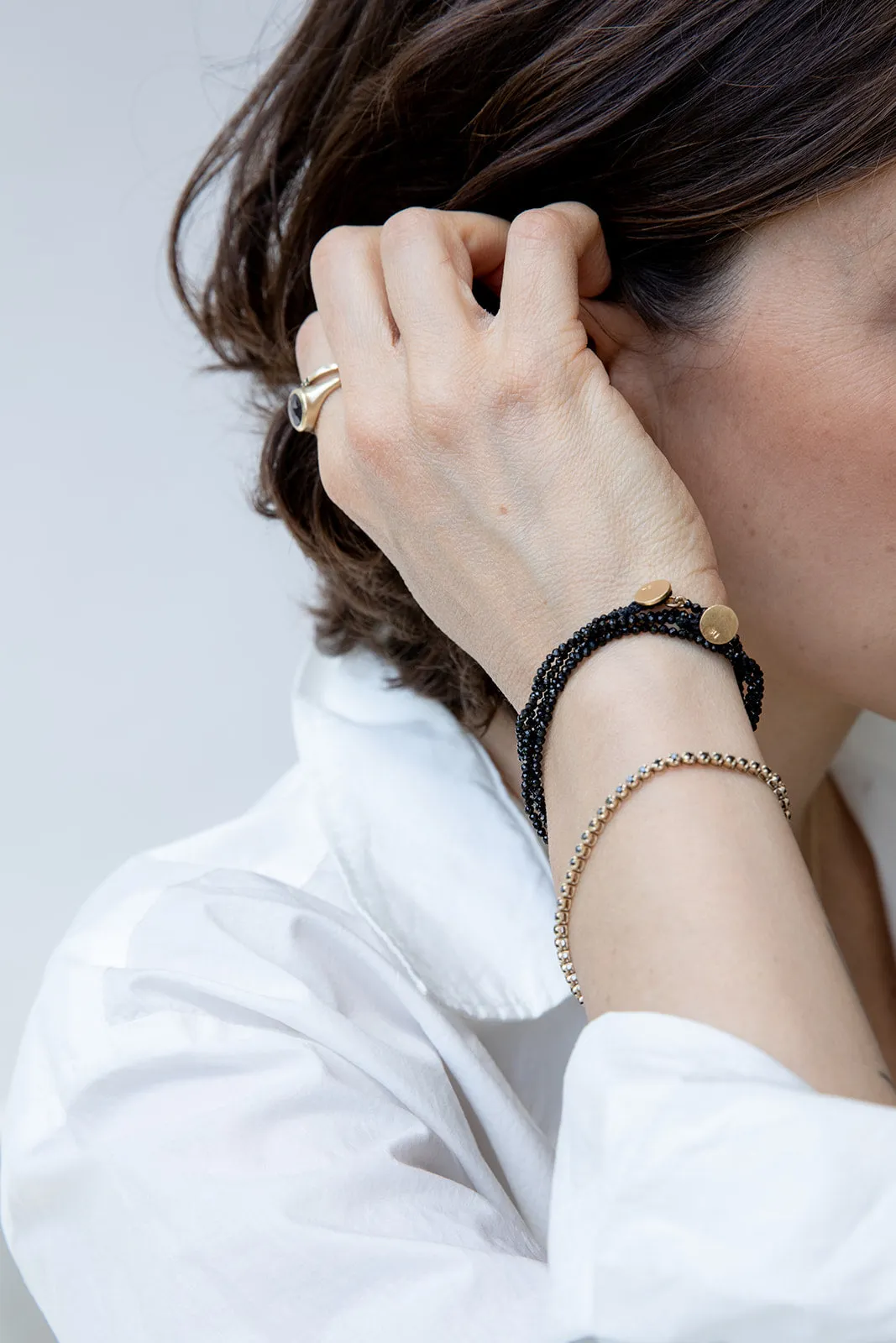 Gold Tennis Bracelet with Black Diamonds