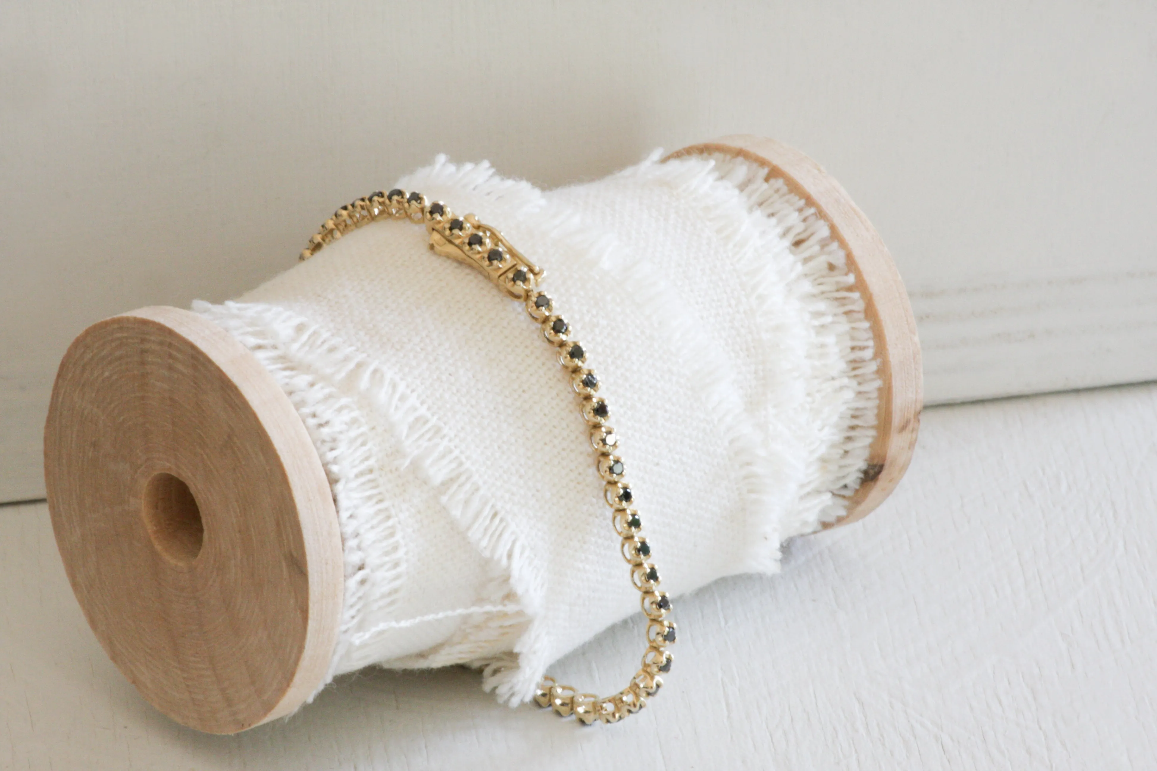 Gold Tennis Bracelet with Black Diamonds