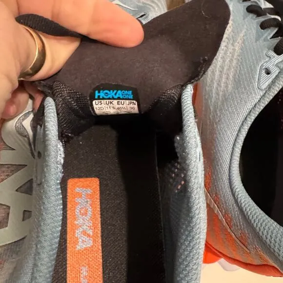 HOKA $180 Mach 5 Men's Running Shoes Blue Orange Men's Size 12D