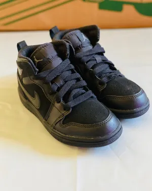 Jordan 1 Mid Kids blk/dk grey-blk