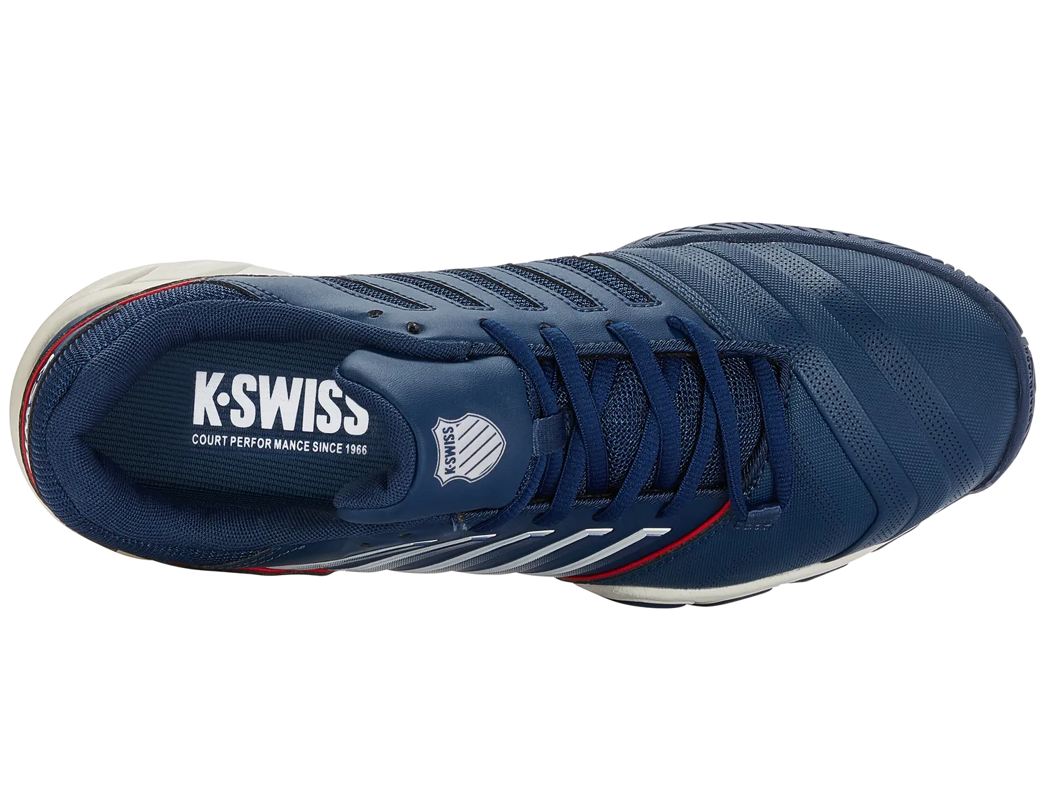 K-Swiss Men's Bigshot Light 4 Tennis Shoes in Blue Opal/Blanc De Blanc/Lollipop